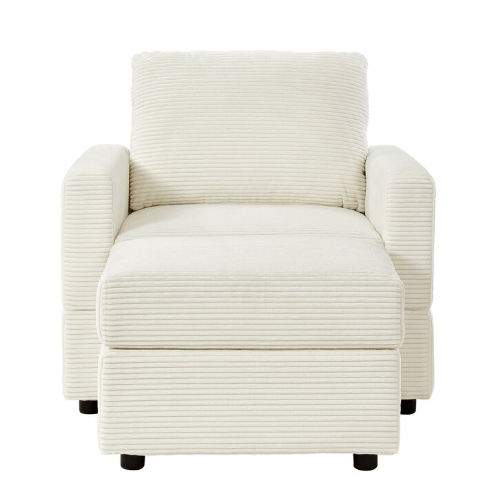Merax Classic Corduroy Upholstered Accent Chair with Ottoman