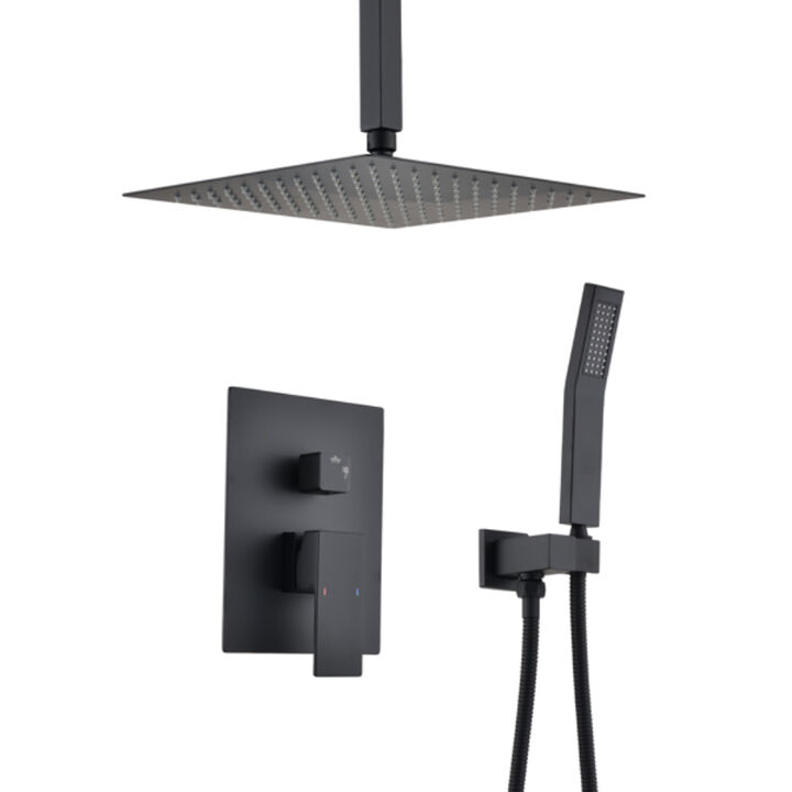 Modern Ceiling Mounted Rain Shower Set with Head and Handheld Attachment