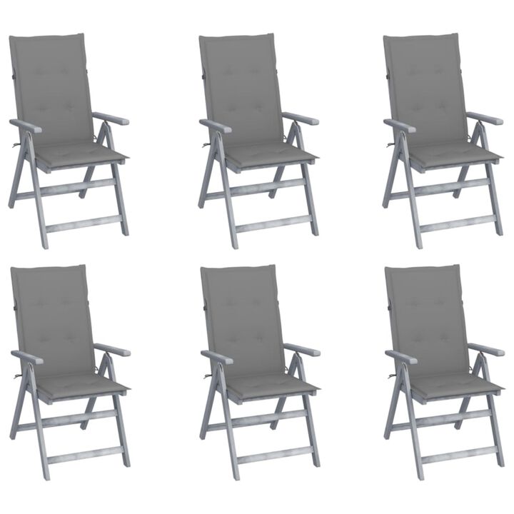 vidaXL Garden Reclining Chairs 6 pcs with Cushions Solid Acacia Wood