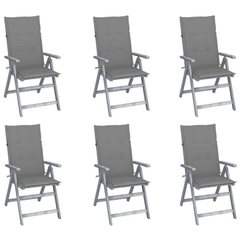 vidaXL Garden Reclining Chairs 6 pcs with Cushions Solid Acacia Wood