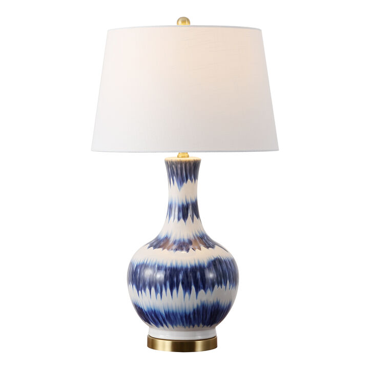 Tucker Striped Ceramicmetal LED Table Lamp