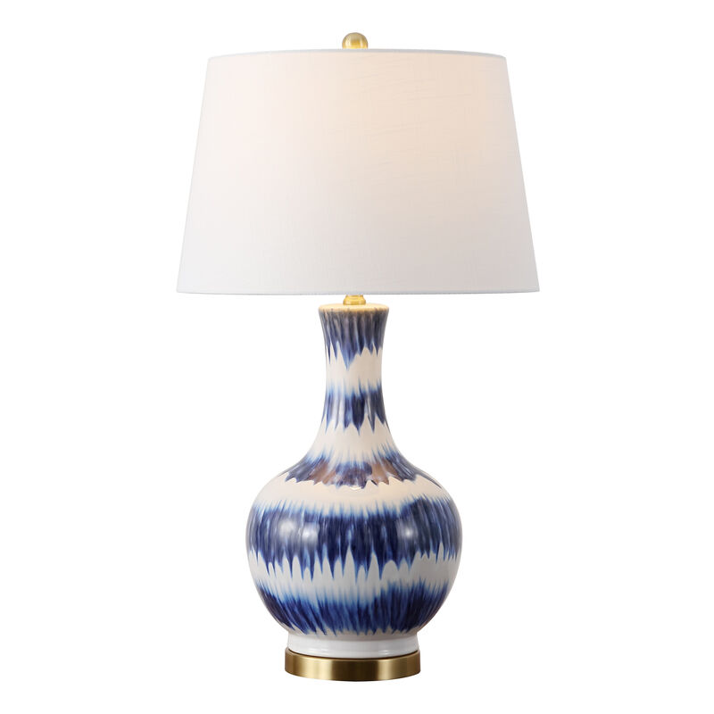 Tucker Striped Ceramicmetal LED Table Lamp