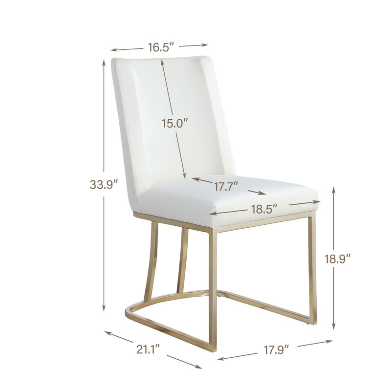 Dining Chairs, Velvet Upholstered Side Chair, Gold Metal Legs (Set Of 2) - Gray