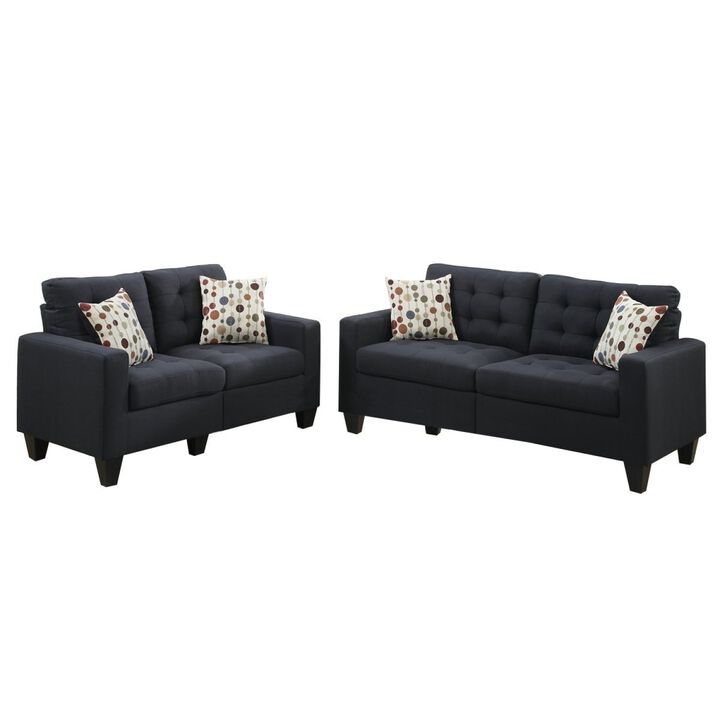 Living Room Furniture 2 Piece Sofa Set Polyfiber Tufted Sofa Loveseat W Pillows Cushion