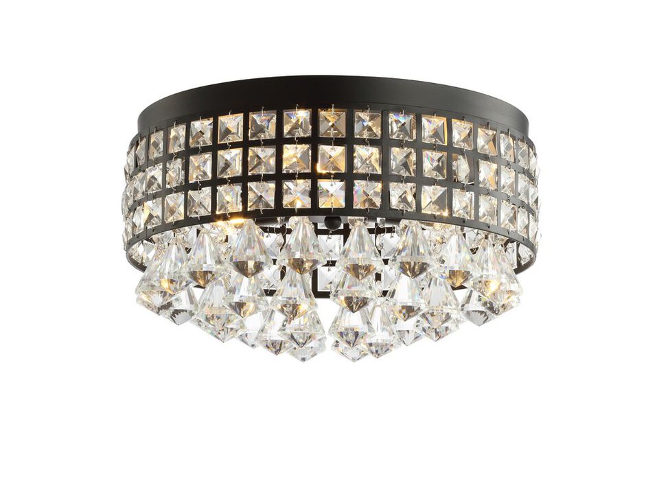 Meredith 3-Light Crystal Drops/Metal LED Flush Mount