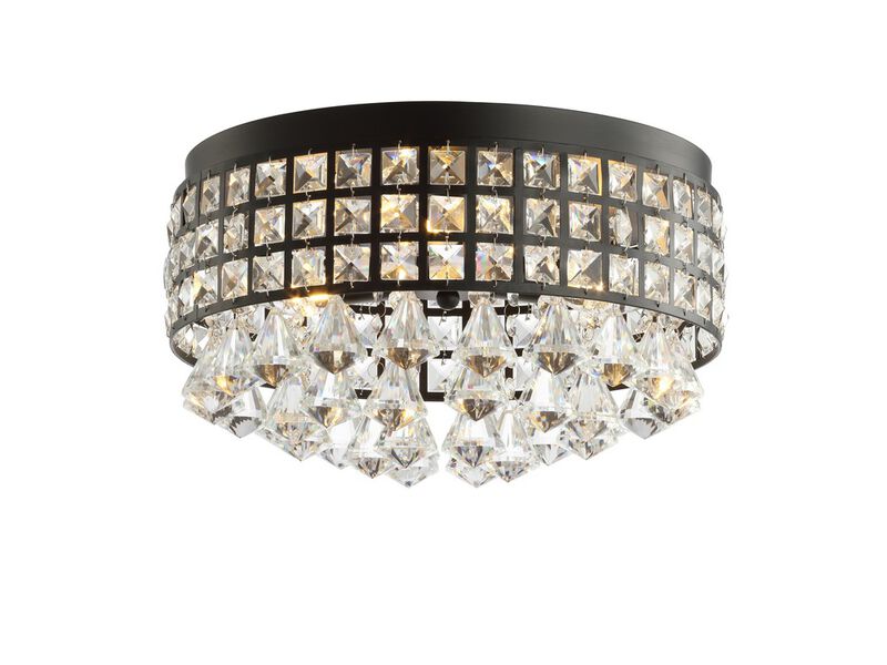 Meredith 3-Light Crystal Drops/Metal LED Flush Mount
