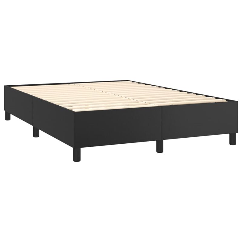 vidaXL Queen Size Box Spring Bed Frame - Faux Leather Upholstery, Plywood and Engineered Wood Construction, Black