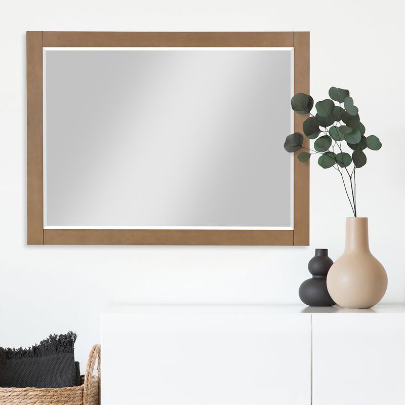 Altair 48 Rectangular Bathroom Wood Framed Wall Mirror in Brown Pine