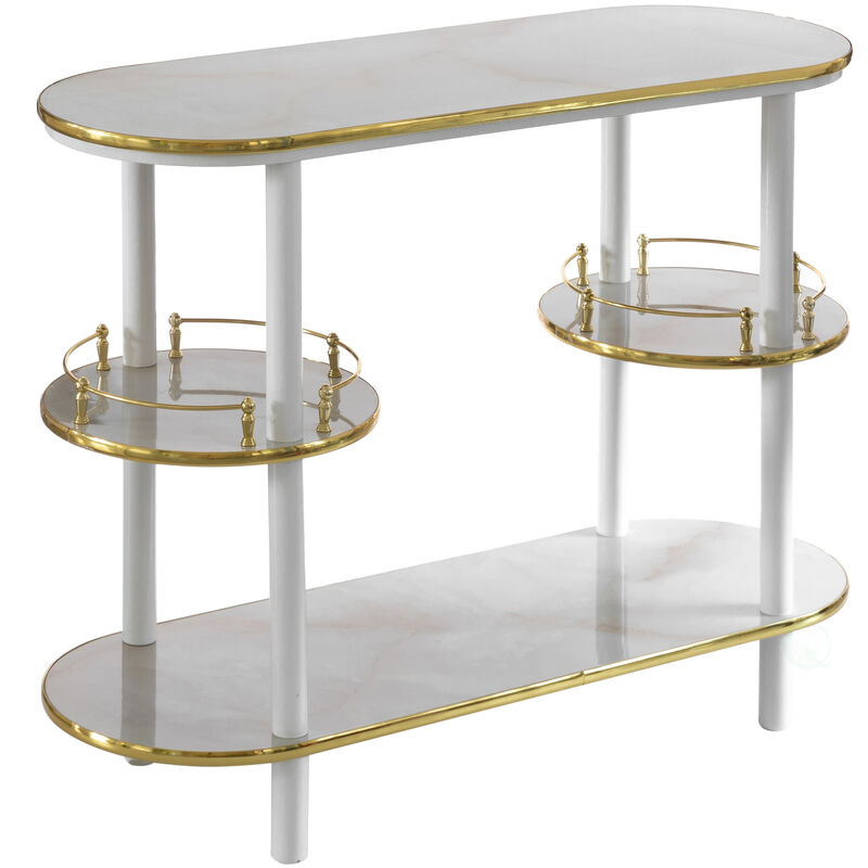 Sturdy, Portable, Easy Assembly Wooden Console Table Mini Bar Cabinet, Modern Style Multi functional from Coffee and Tea Haven, Drink Station or a Beer Island in your Kitchen, Brown