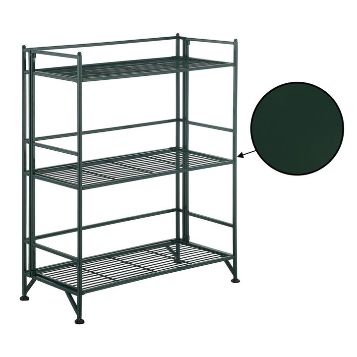 Convenience Concepts Xtra Storage 3 Tier Wide Folding Metal Shelf, Green