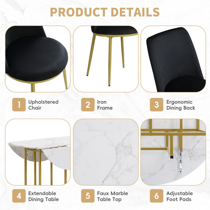 Merax 5-Piece Extendable Kitchen Dining Table Chairs Set