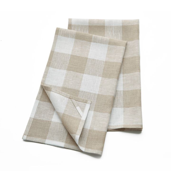 Solino Home 100% Pure Linen Kitchen Towels Set of 2 - 16.5 x 26.5 Inch | Buffalo Check