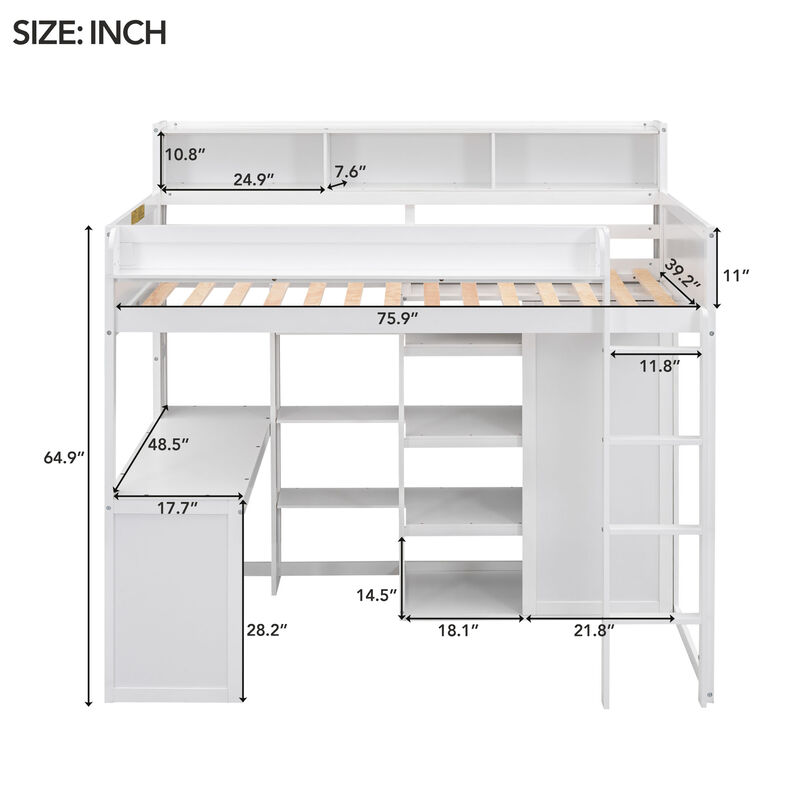 Merax Loft Bed with Wardrobe
