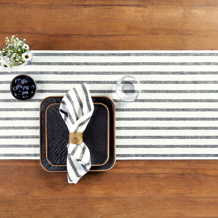 Solino Home 100% Pure Linen Table Runner | Madison Stripe