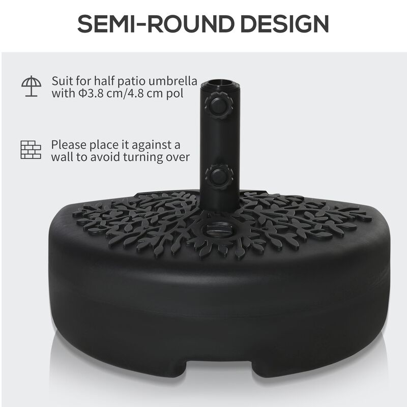 Black Umbrella Base: Half Round Sand/Water Filled Patio Stand