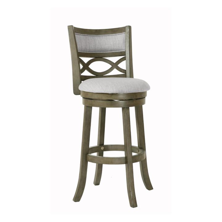 New Classic Furniture Manchester 29 Solid Wood Bar Stool with Fabric Seat in Ant Gray