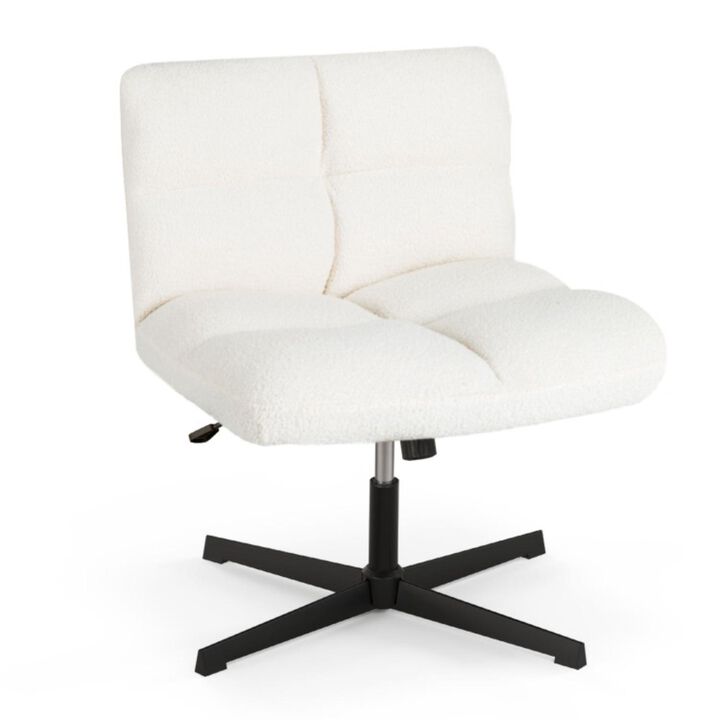 Hivvago Office Armless Chair Cross Legged with Imitation Lamb Fleece and Adjustable Height