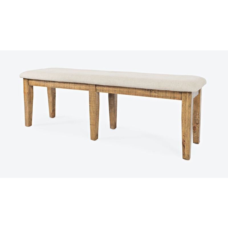Jofran Telluride Rustic Farmhouse Solid Wood 55 Upholstered Dining Bench