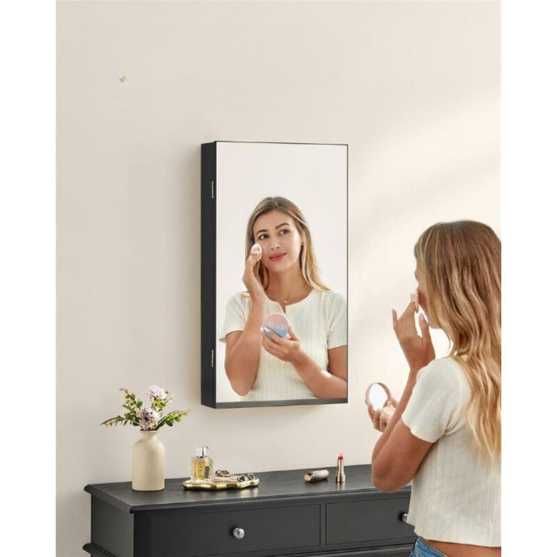 Door Mounted Jewelry Armoire with Full-Length Mirror and Organized Storage