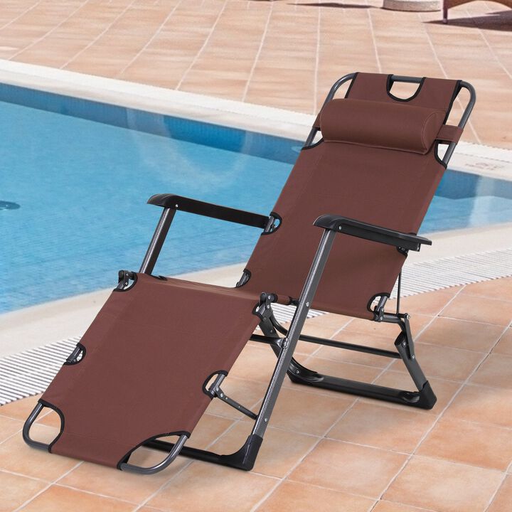 Outdoor Relaxation Station: Folding Lounger with Head Pillow