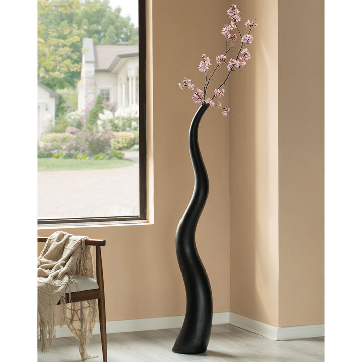 Uniquewise 51" Tall Animal Horn Shape Floor Vase: Elegant Ceramic Black Accent for Entryway, Dining, or Living Room Decor - Distinctive Antler Design, Adding Nature-Inspired Charm to Your Home