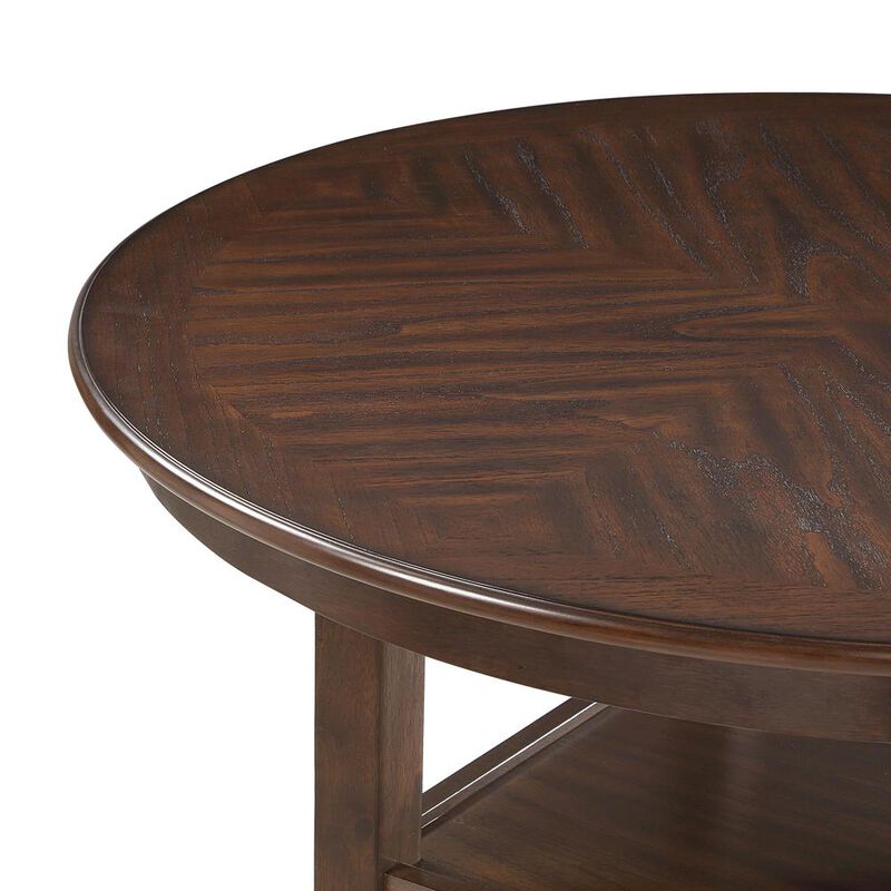 New Classic Furniture Amy 5-Piece Wood Round Counter Set with 4 Chairs in Cherry