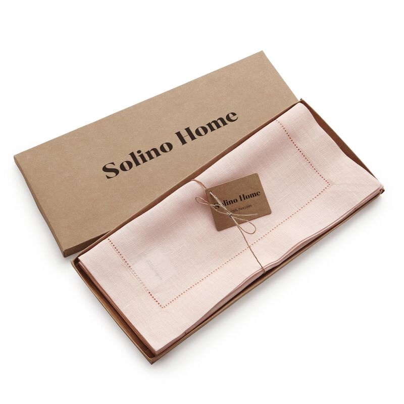 Solino Home 100% Pure Linen Table Runner | Classic Hemstitch for Thanksgiving, Christmas