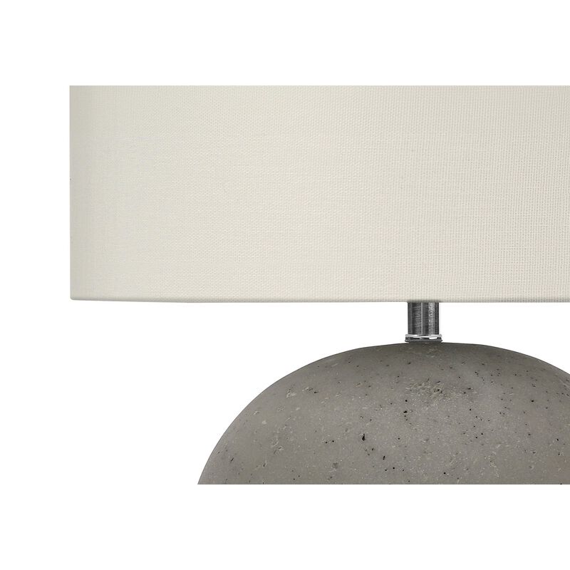 Monarch Specialties I 9626 - Lighting, 20"H, Table Lamp, Grey Concrete, Ivory / Cream Shade, Contemporary