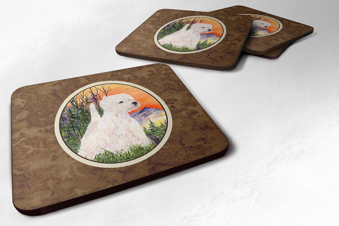 Caroline's Treasures SS1013FC Westie Foam Coasters (Set of 4), 3.5 H x 3.5 W, Multicolor