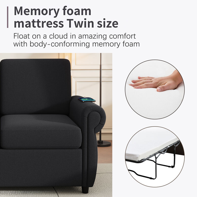 Merax Pull Out Sofa Bed Loveseat Futon with 2 USB Ports