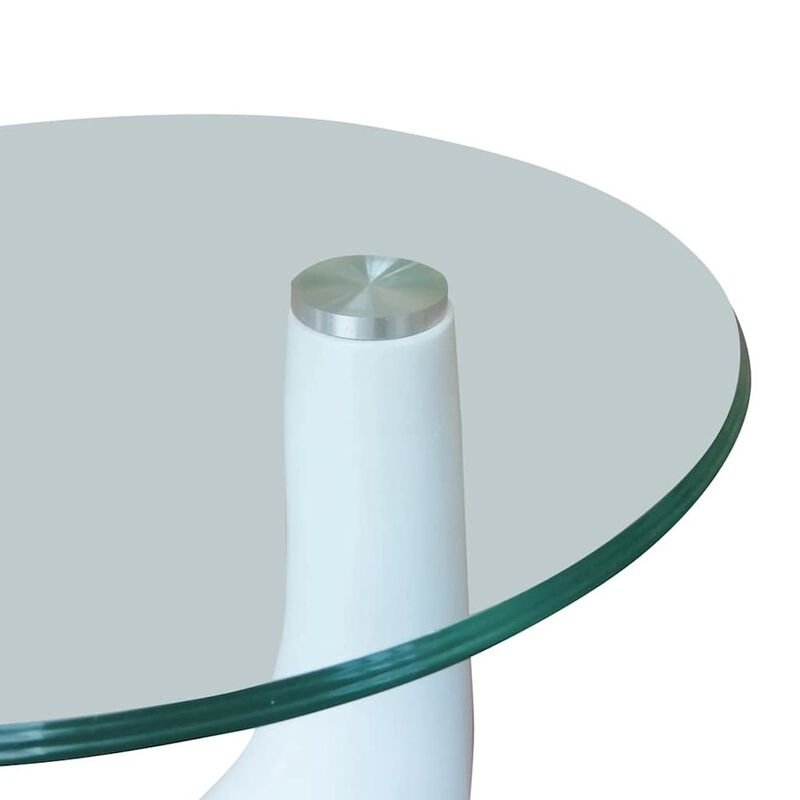 vidaXL Coffee Tables 2 pcs with Round Glass Top High Gloss White, 240322