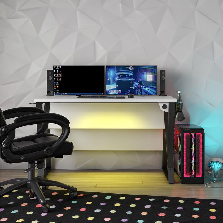 Ntense Genesis Adjustable Gaming Desk, White