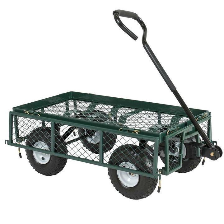 Heavy Duty Steel Garden Utility Cart Wagon with Removable Sides