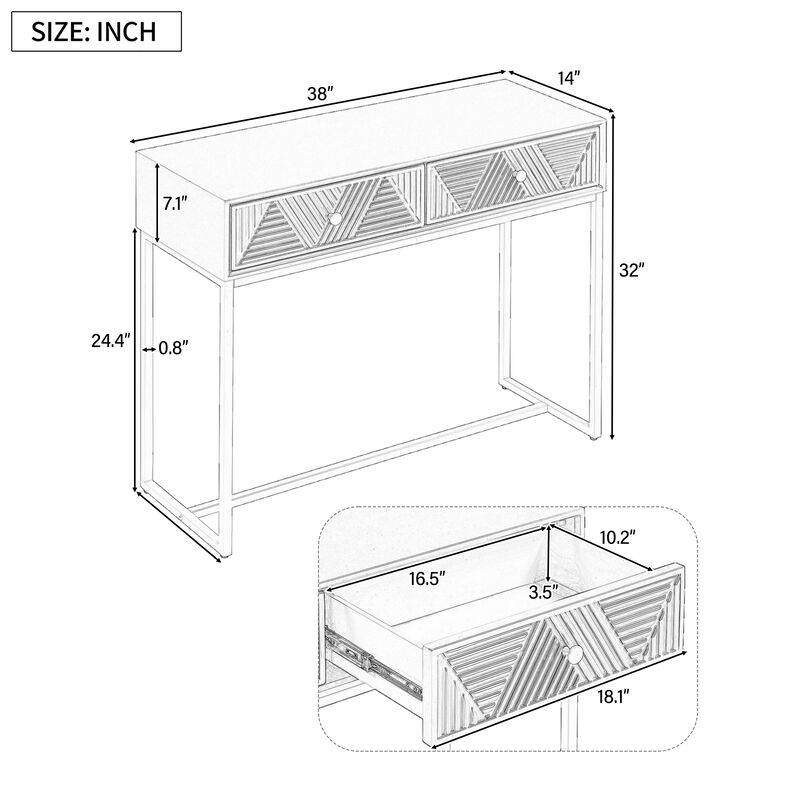 Merax Modern Sleek Console Table with 2 Drawers