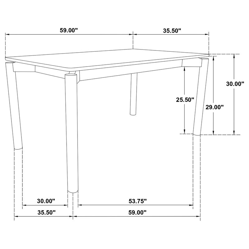 Rida Dining Table, White Washed Hardwood, Rectangular 59 Inch Top - Benzara