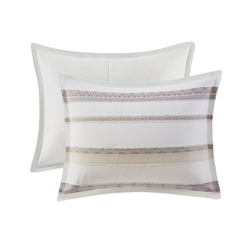 Gracie Mills Ismael Clipped Jacquard Stripe 3-Piece Duvet Cover Set