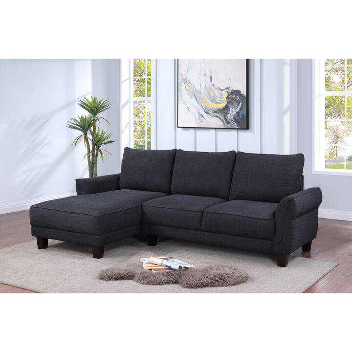 Belle Black Sherpa Sectional Sofa With Left Facing Chaise