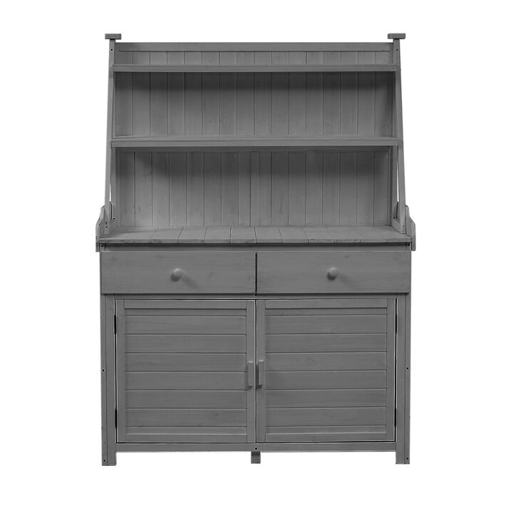 Mondawe 65" Outdoor Garden Potting Bench Table, Fir Wood Workstation with Storage Shelf