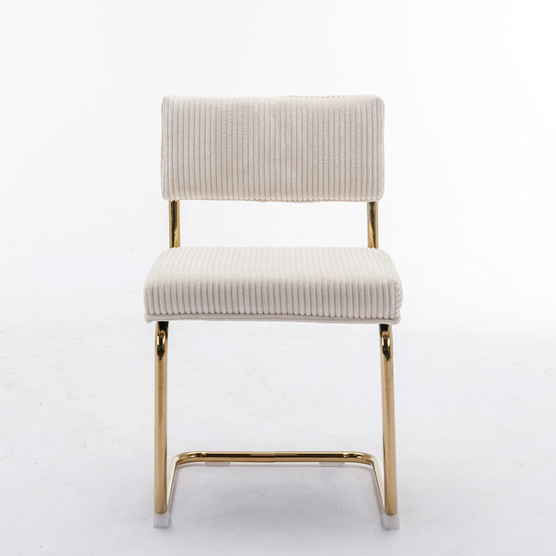 Corduroy Dining Chairs, Gold Base, Set of 2