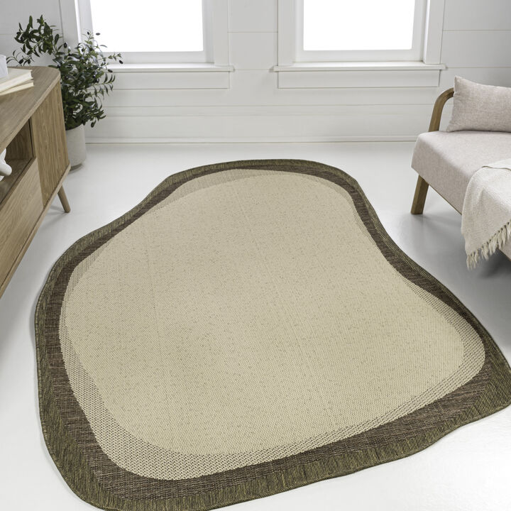 Wyatt Modern Rustic Abstract Indoor/Outdoor Shaped Area Rug