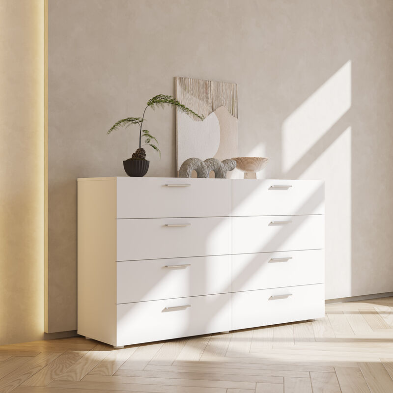Wide 8-Drawer Double Dresser, Versatile Storage Cabinet for Home & Bedroom