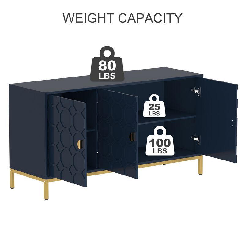 26.2 in. H Freestanding Storage Cabinet 3-Door Accent Cabinet in Blue
