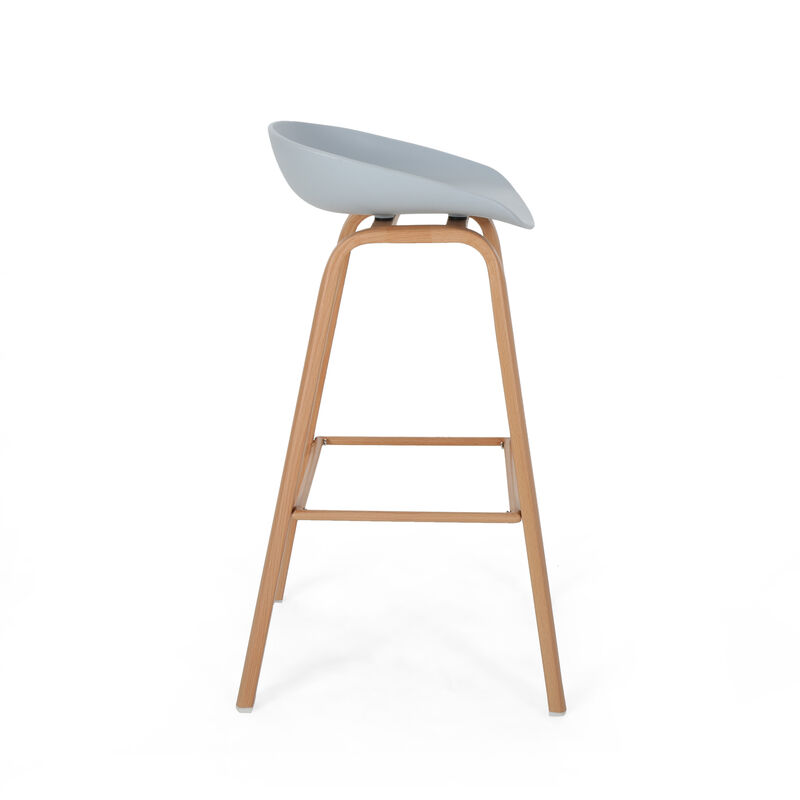 Modern Minimalist Barstools with Curved Frame and Iron Legs (Set of 2)