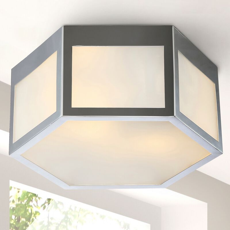 Moderno Hexagon Metal/Frosted Glass LED Flush Mount