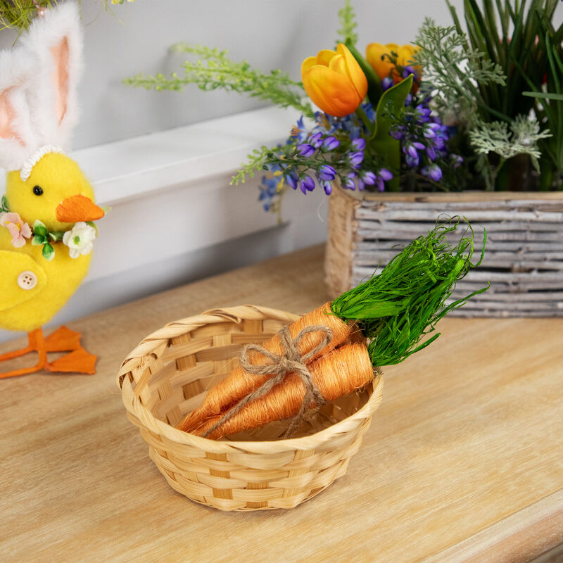 Straw Carrot Easter Decorations - 9"- Orange and Green - Set of 3
