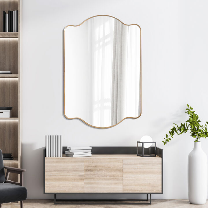 Louisa Medium Scalloped Rectangular Metal Framed Wall Mirror