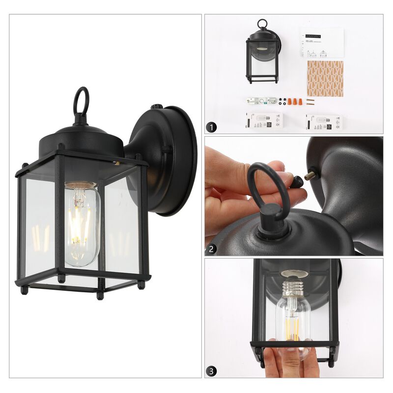 Boston 1-Light Farmhouse Industrial Iron/Glass Outdoor LED Sconce