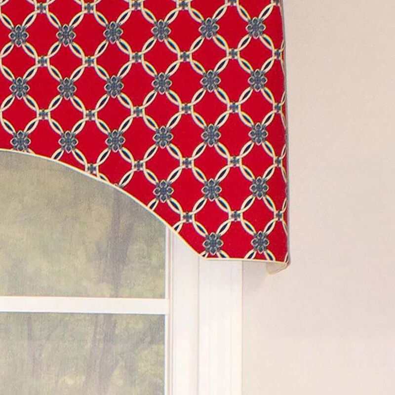 Andromeda Geometric Arch 3" Rod Pocket Valance 50" x 17" Red by RLF Home