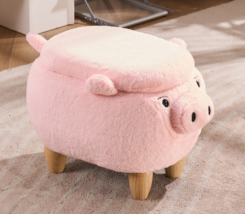 Pink Pig Fabric Storage Ottoman