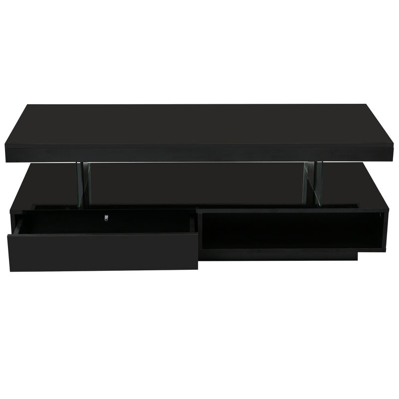 LED Coffee Table With Storage and Display Shelves
